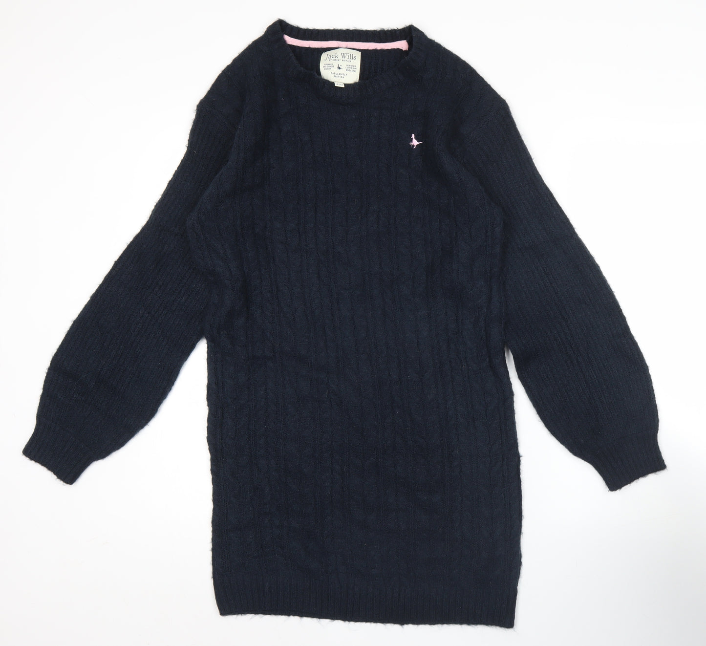 Jack Wills Teens Blue Cable-Knit Pullover Jumper Size 14 Crew Neck