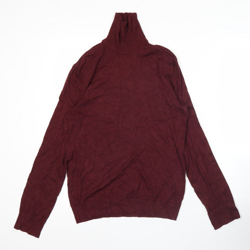 Bershka Womens Red Roll Neck Jumper Size 2XS Slim Fit Knit
