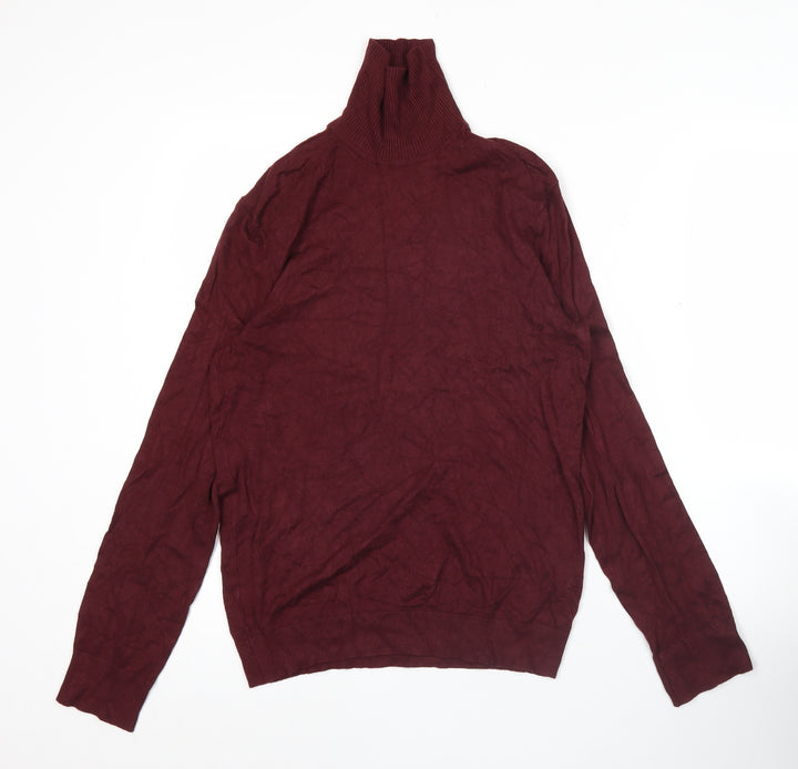 Bershka Womens Red Roll Neck Jumper Size 2XS Slim Fit Knit