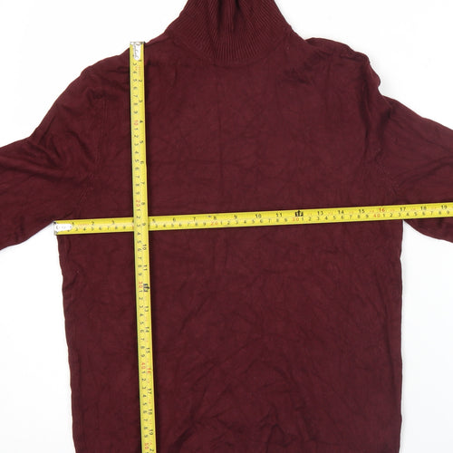 Bershka Womens Red Roll Neck Jumper Size 2XS Slim Fit Knit