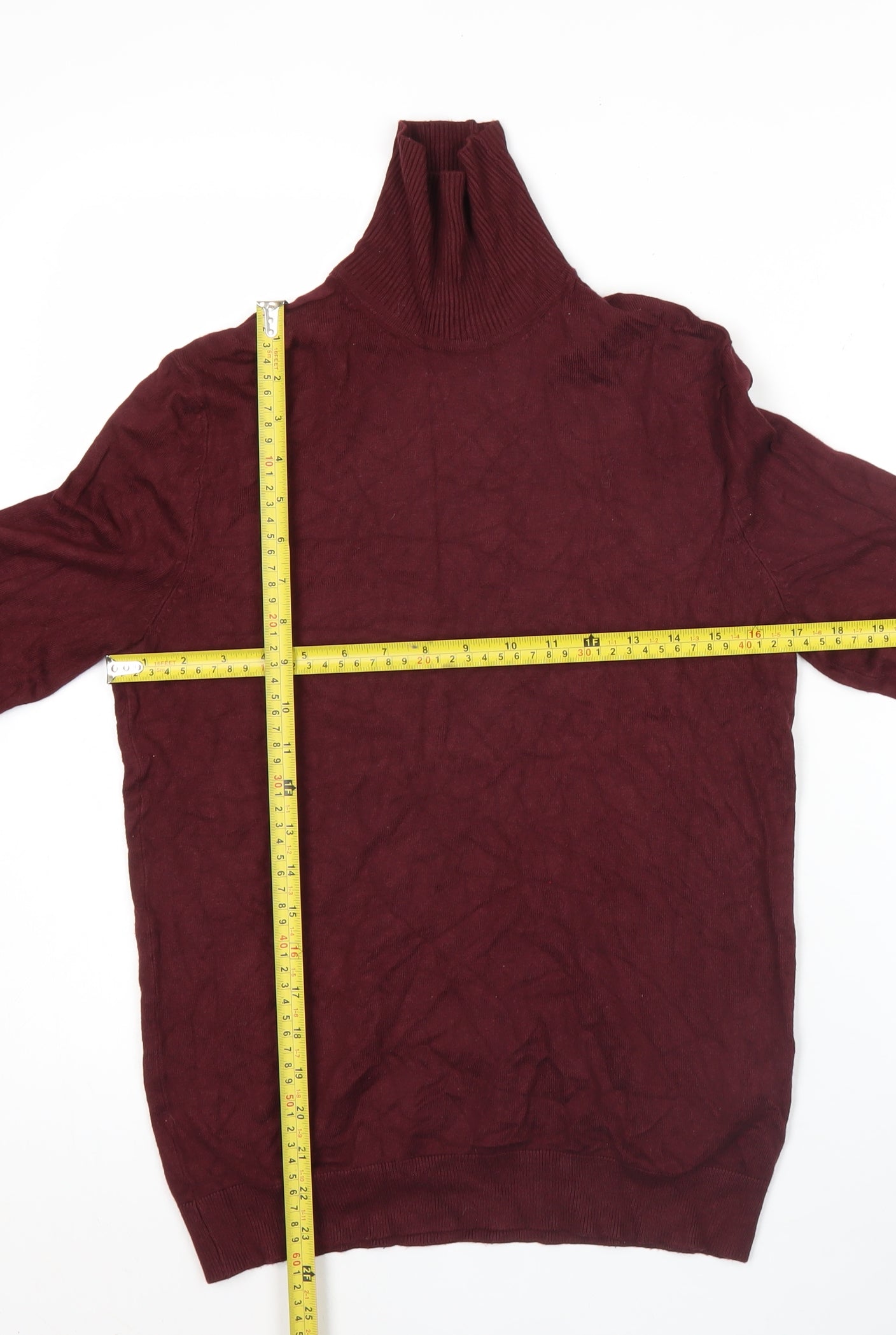 Bershka Womens Red Roll Neck Jumper Size 2XS Slim Fit Knit