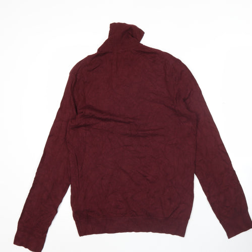 Bershka Womens Red Roll Neck Jumper Size 2XS Slim Fit Knit