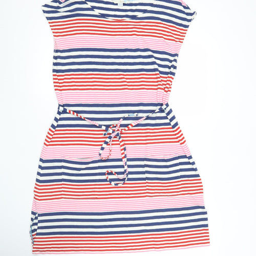 Boden Women’s Multicoloured Striped Cotton Modal Sleeveless Knee Length Shift Dress M