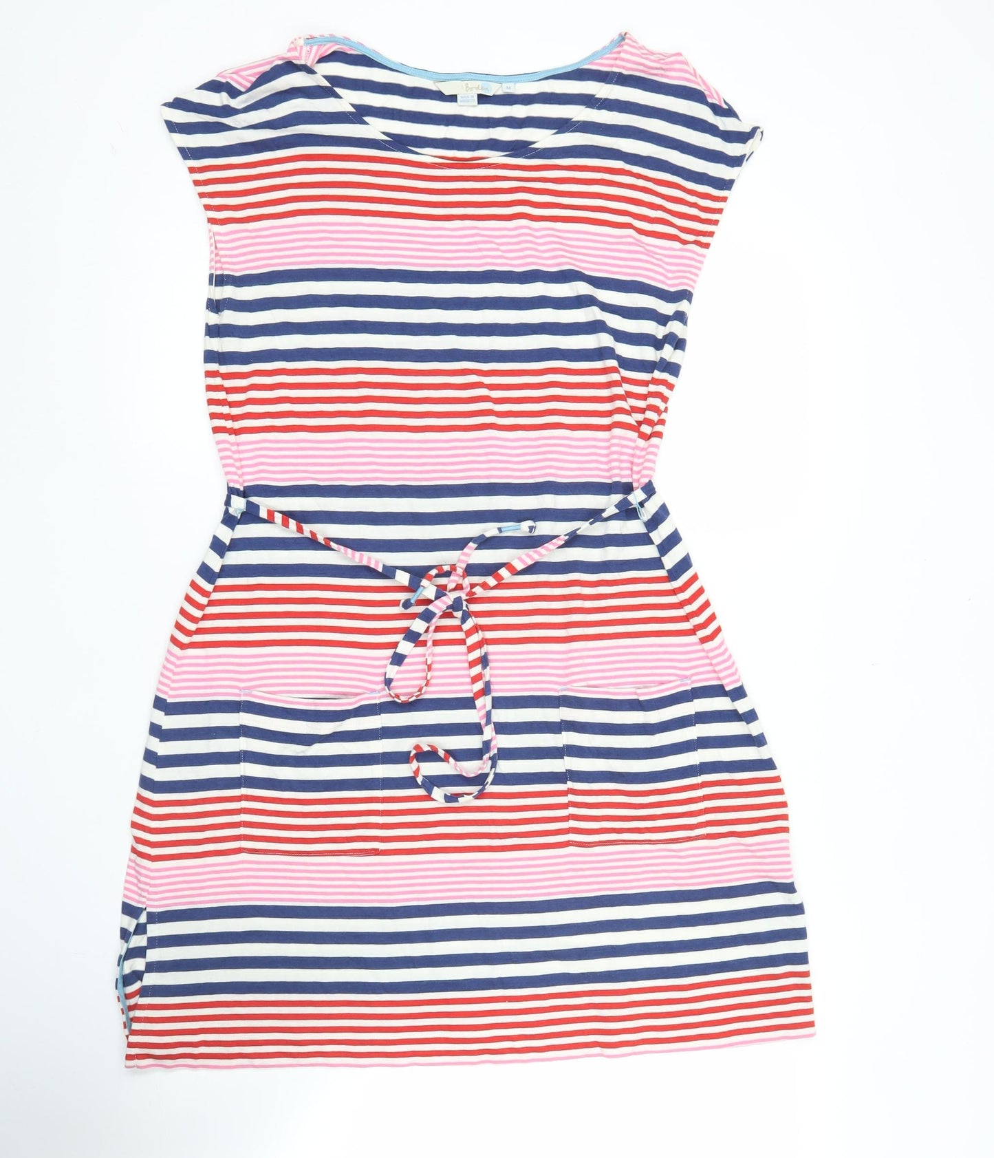 Boden Women’s Multicoloured Striped Cotton Modal Sleeveless Knee Length Shift Dress M
