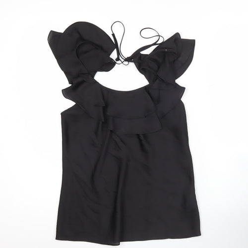 Coast Women’s Black Size 12 Ruffle Sleeveless Tunic Blouse