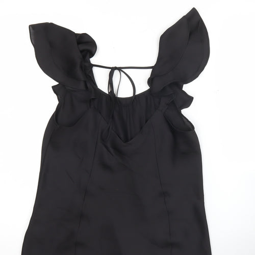 Coast Women’s Black Size 12 Ruffle Sleeveless Tunic Blouse