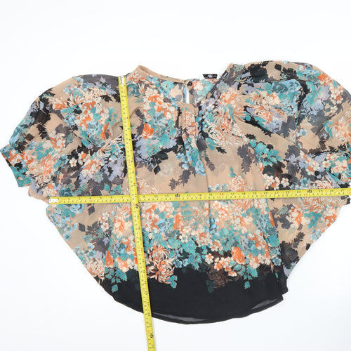 New Look Women’s Multicoloured Floral Chiffon Blouse Size 8