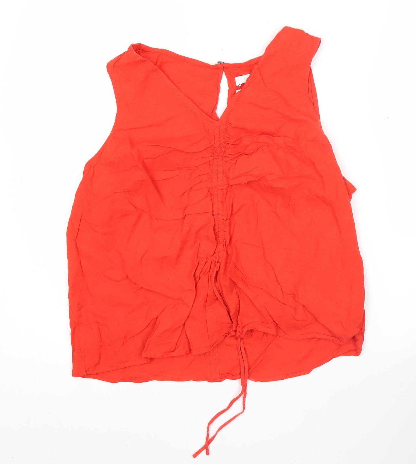 Marks and Spencer Women Red Size 16 Linen Blend Sleeveless Tunic Blouse