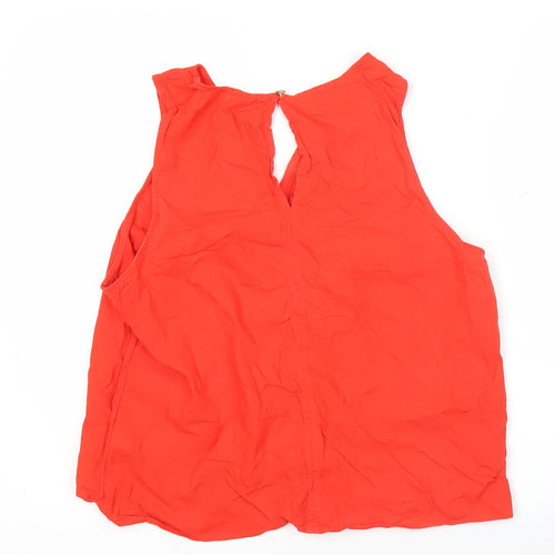 Marks and Spencer Women Red Size 16 Linen Blend Sleeveless Tunic Blouse