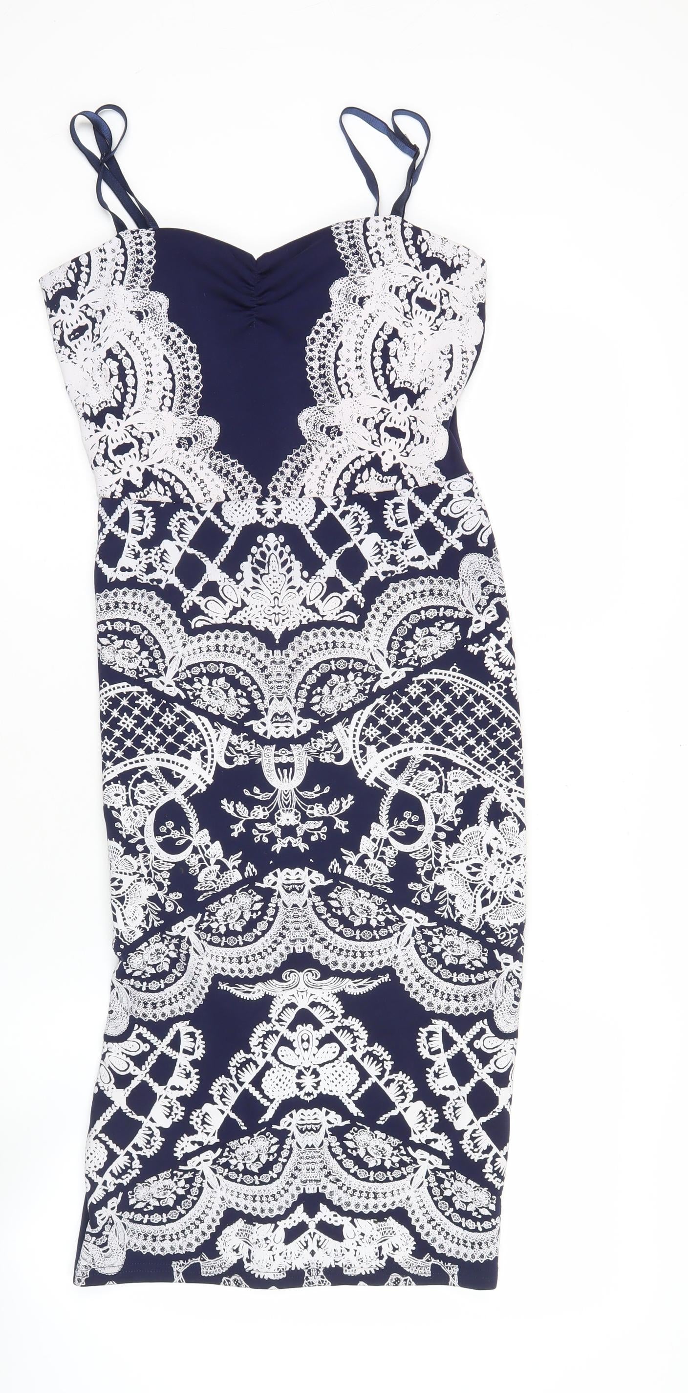 Lipsy Women’s Blue Bodycon Dress Size 12 Knee Length Sleeveless