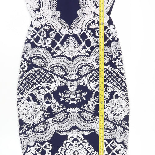 Lipsy Women’s Blue Bodycon Dress Size 12 Knee Length Sleeveless