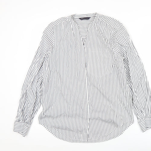 Marks and Spencer Women’s White Striped Tunic Blouse Size 8 Cotton