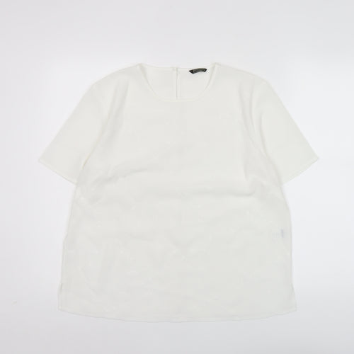 Debenhams Womens White Blouse Size 14 Short Sleeve Workwear