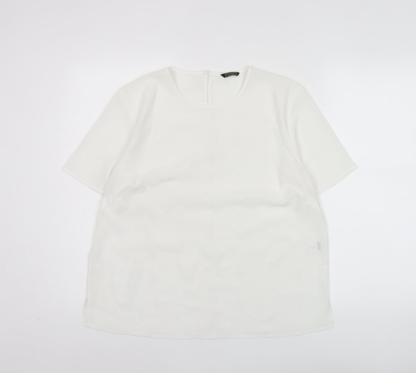 Debenhams Womens White Blouse Size 14 Short Sleeve Workwear