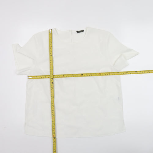 Debenhams Womens White Blouse Size 14 Short Sleeve Workwear
