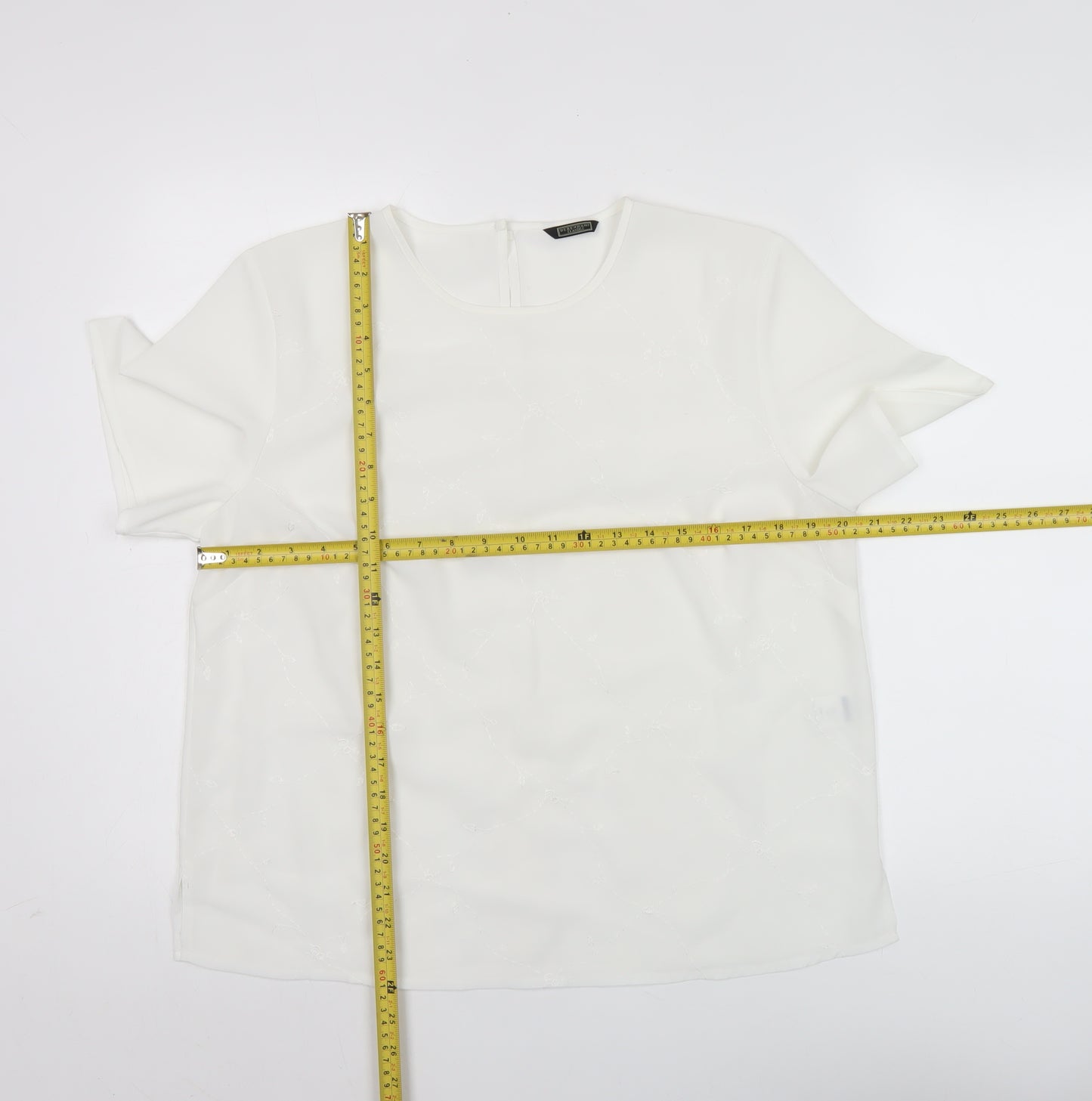 Debenhams Womens White Blouse Size 14 Short Sleeve Workwear