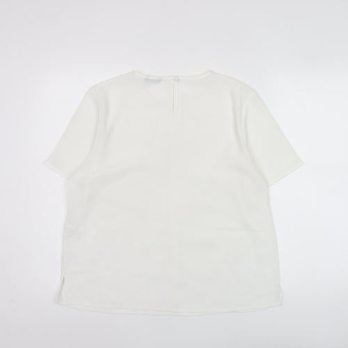Debenhams Womens White Blouse Size 14 Short Sleeve Workwear