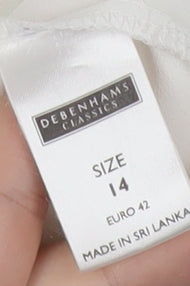 Debenhams Womens White Blouse Size 14 Short Sleeve Workwear