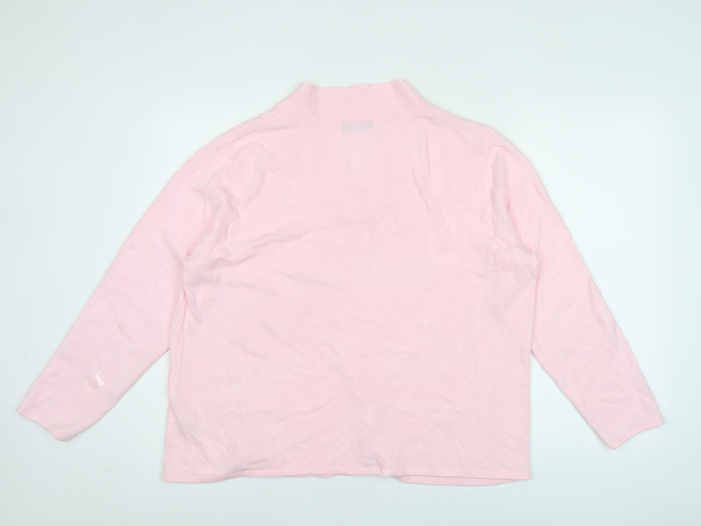 Bm Womens Pink V-Neck Cable Knit Acrylic Pullover Jumper L