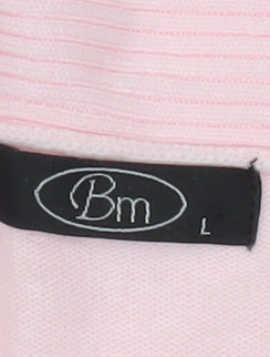 Bm Womens Pink V-Neck Cable Knit Acrylic Pullover Jumper L