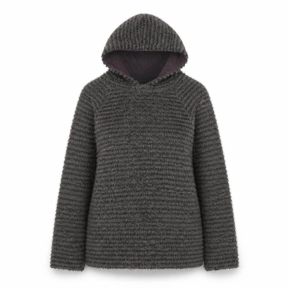 Front view of Imoga Teens Grey Pullover Hoodie, size 8, Fleece Lined Winter Top