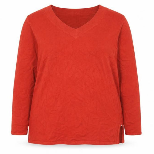 BHS Womens Red V-Neck Jumper Size 16 Acrylic Knit Long Sleeve