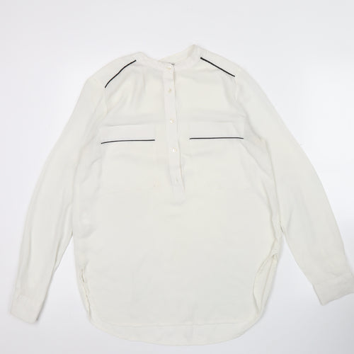 Mango Women Ivory XS Long Sleeve Tunic Blouse Lightweight Workwear