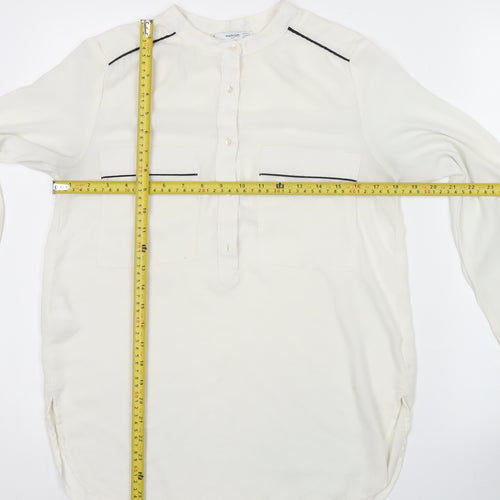 Mango Women Ivory XS Long Sleeve Tunic Blouse Lightweight Workwear