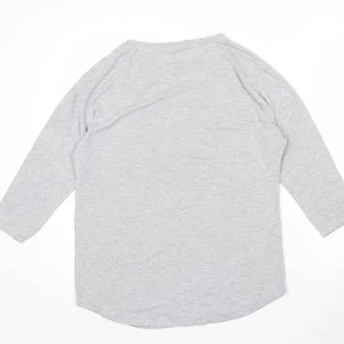 Roman Women’s Grey Butterfly Rhinestone Long Sleeve T-Shirt Size 10