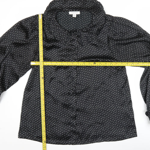 Topshop Women’s Black Polka Dot Blouse UK 10 Long Sleeve