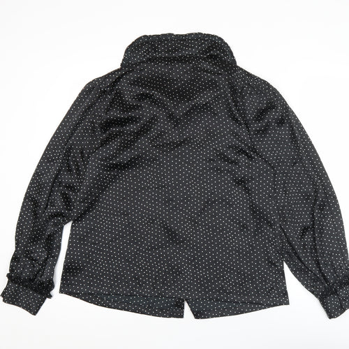Topshop Women’s Black Polka Dot Blouse UK 10 Long Sleeve