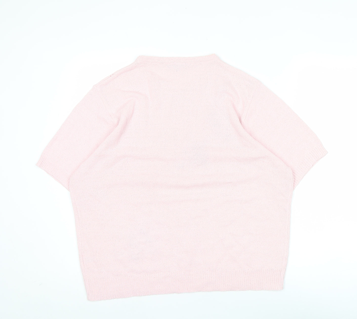Mia Moda Womens Pink Floral Embroidered Pullover Jumper XL