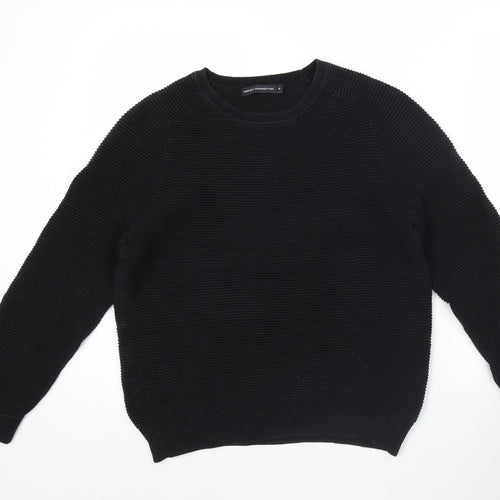 French Connection Mens Black Cotton Knit Sweatshirt Pullover S