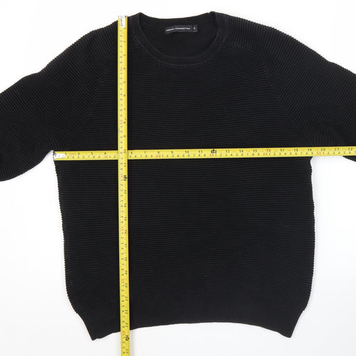 French Connection Mens Black Cotton Knit Sweatshirt Pullover S