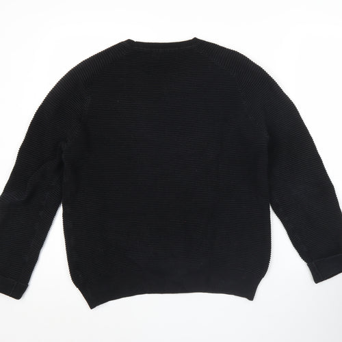 French Connection Mens Black Cotton Knit Sweatshirt Pullover S