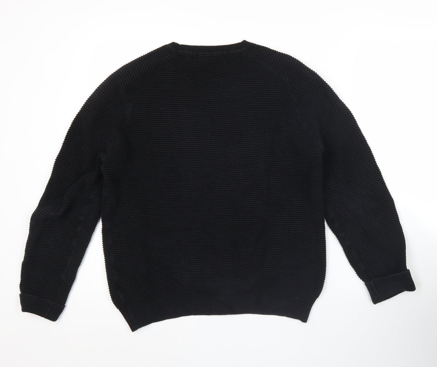 French Connection Mens Black Cotton Knit Sweatshirt Pullover S