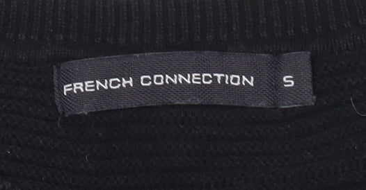 French Connection Mens Black Cotton Knit Sweatshirt Pullover S
