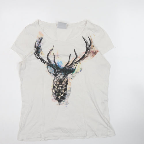 Vero Moda Women’s White Stag Print Cotton T-Shirt Size S
