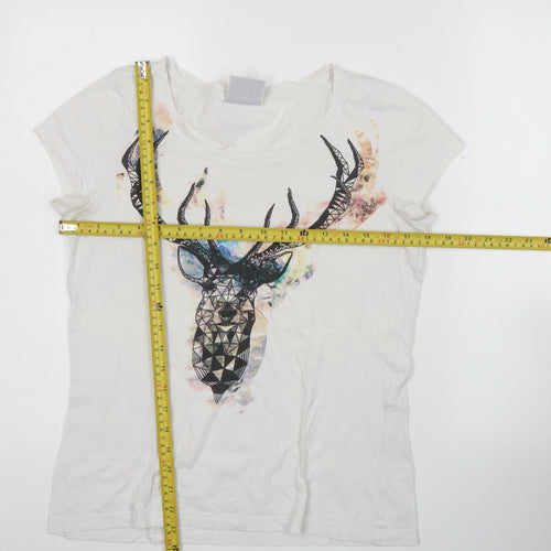 Vero Moda Women’s White Stag Print Cotton T-Shirt Size S