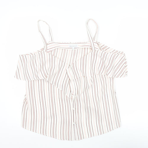 Warehouse Womens White Striped Off Shoulder Blouse Size 16