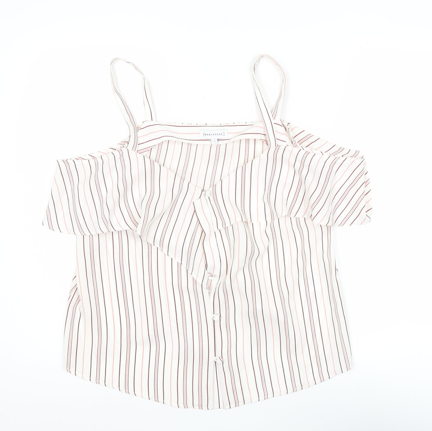 Warehouse Womens White Striped Off Shoulder Blouse Size 16