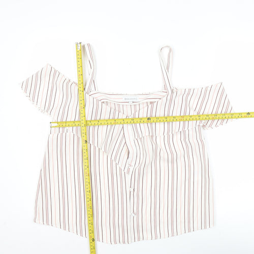 Warehouse Womens White Striped Off Shoulder Blouse Size 16
