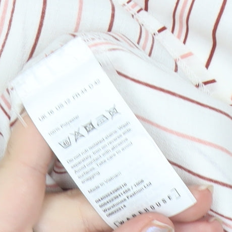 Warehouse Womens White Striped Off Shoulder Blouse Size 16