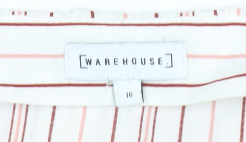 Warehouse Womens White Striped Off Shoulder Blouse Size 16