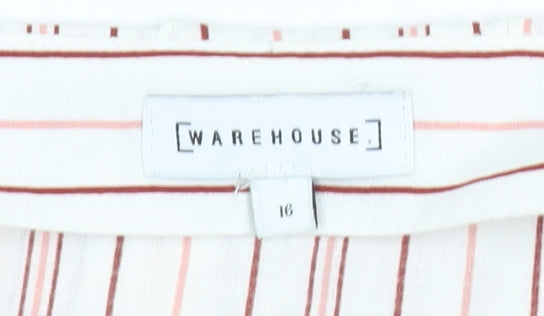 Warehouse Womens White Striped Off Shoulder Blouse Size 16