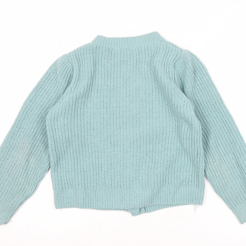 John Lewis Teens Blue Chunky Knit V-Neck Cardigan Age 9 10 Slim