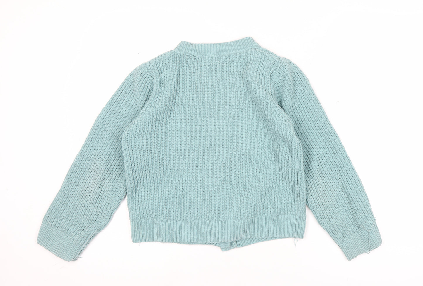 John Lewis Teens Blue Chunky Knit V-Neck Cardigan Age 9 10 Slim