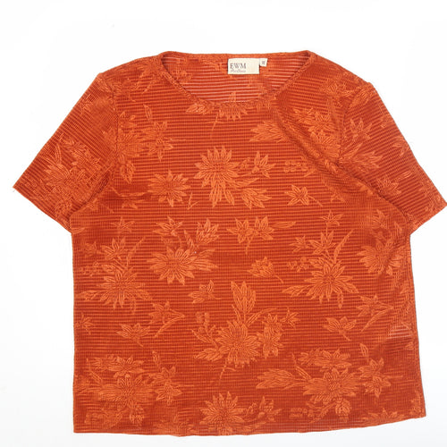 EWM Women’s Orange Floral Short Sleeve T-Shirt Size M