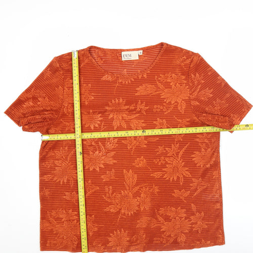 EWM Women’s Orange Floral Short Sleeve T-Shirt Size M