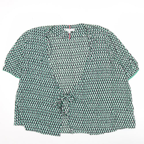 Tommy Hilfiger Women’s Multicoloured Wrap Blouse UK 12 Viscose Short Sleeve